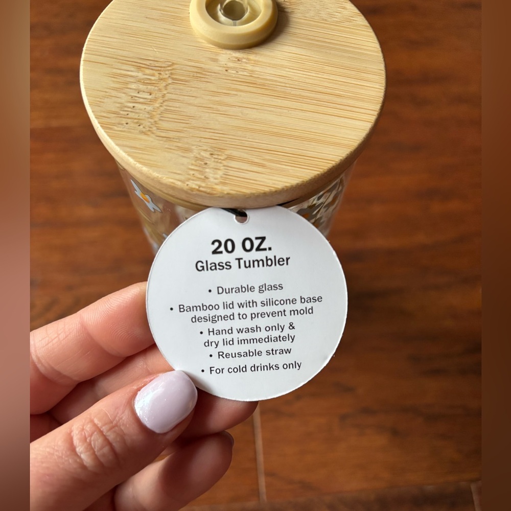 Studio Oh! Floral Glass Tumbler With Bamboo Lid And Straw - Picture 7 of 7